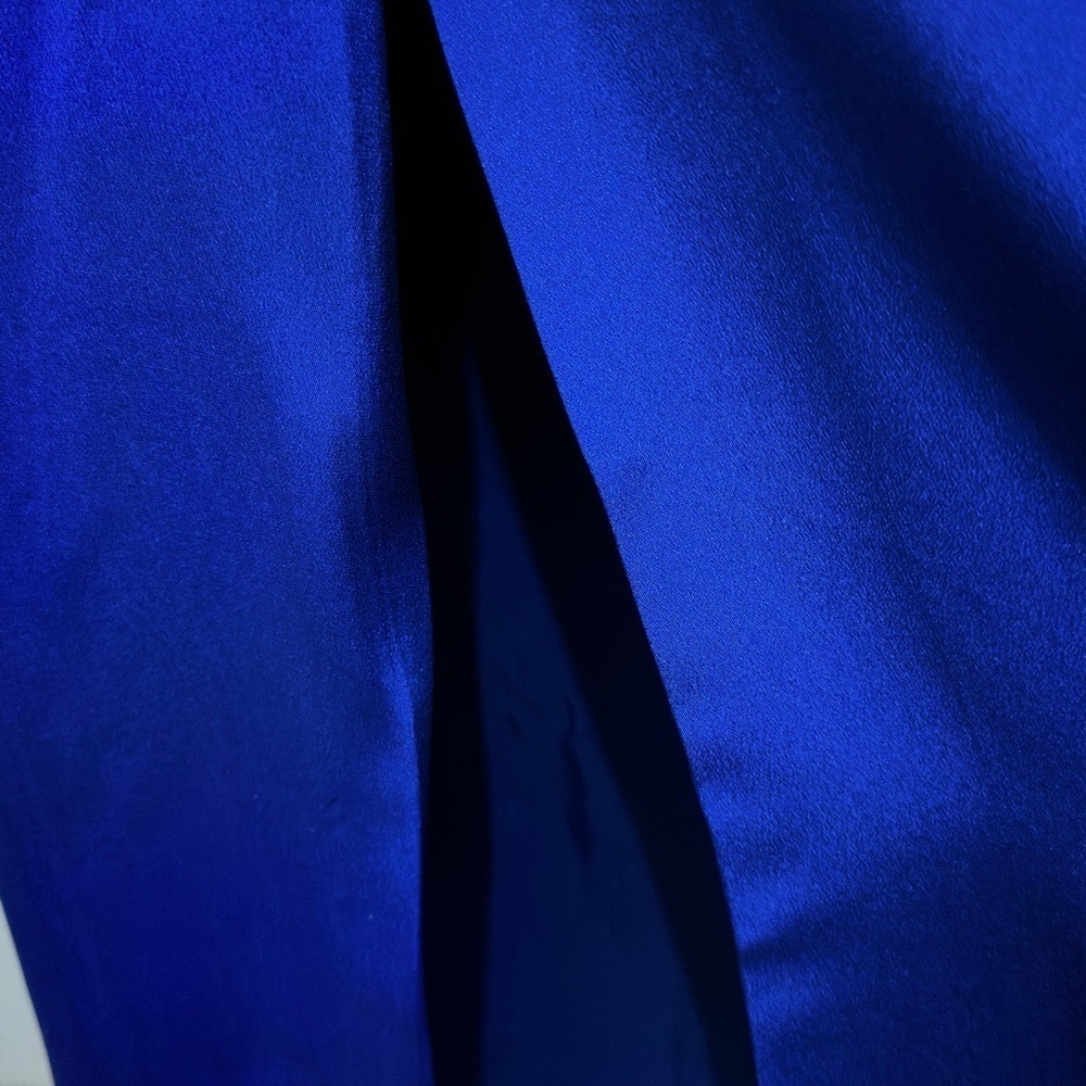326 Spenser Jeremy | NWOT 100% Silk Royal Blue Cowl Neck Maxi Dress (Size 8) - Picture 7 of 11
